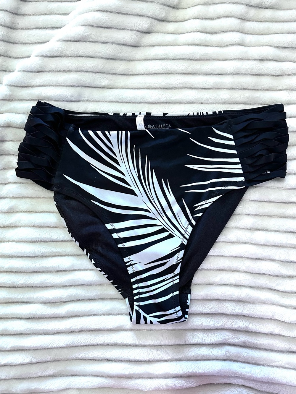Athleta Black & White Palm-Print Swim Bottoms